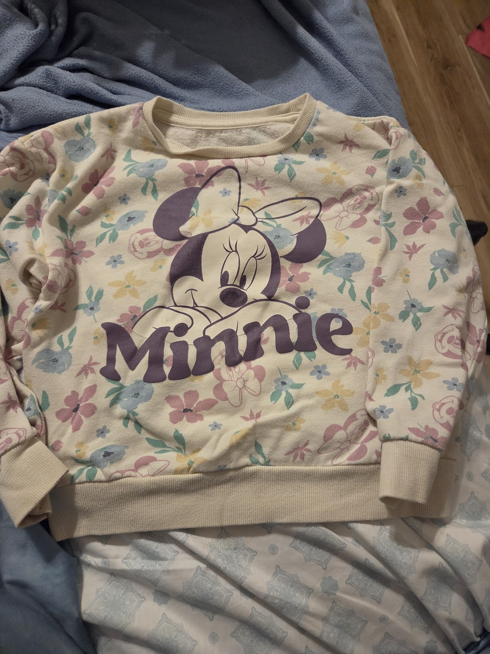 Disney Cream Sweatshirt with Purple Minnie Floral Print